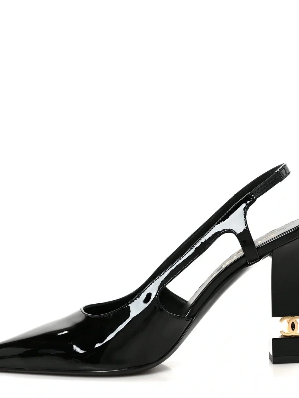 Chanel 2026 Black Patent Leather Slingback Pumps